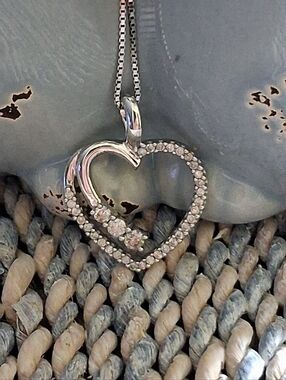 Diamond Heart Necklace 14K White Gold